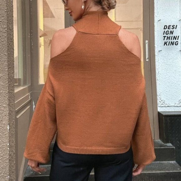 Chic and Classy Cold Shoulder Sweater - Picture 2 of 5